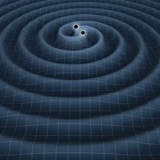 Two black holes orbiting each other