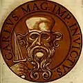Charlemagne in Icones Imperatorum Romanorum (1645), by Cornelis Galle the Elder after Hendrick Goltzius