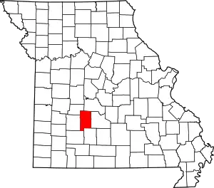 Map of Missouri highlighting Dallas County
