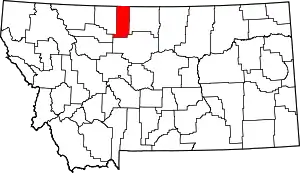 Map of Montana highlighting Liberty County
