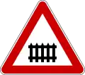 Level crossing with barriers ahead