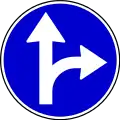 Proceed straight or turn right