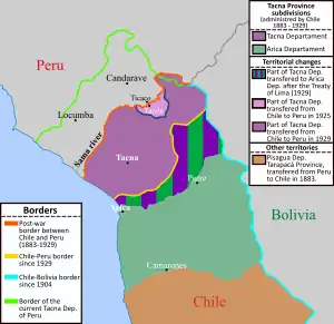 Image 2Map showing the Tacna-Arica dispute and its solution (from History of Peru)