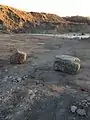 Two stones laid out to form an obstacle