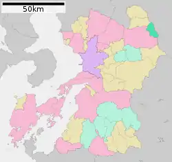 Location of Ubuyama in Kumamoto Prefecture